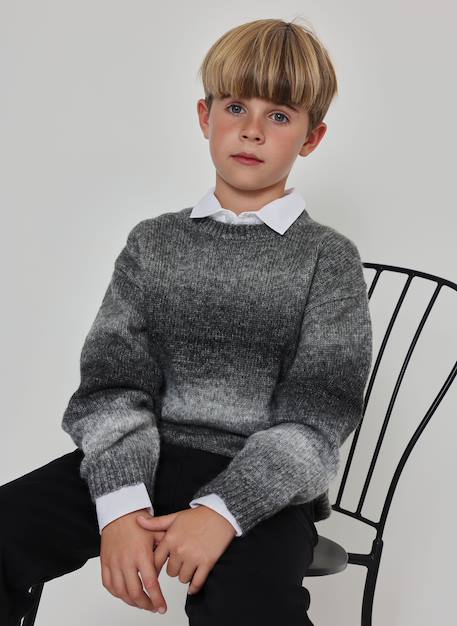 Pull garçon en maille Gris 1 - vertbaudet enfant 