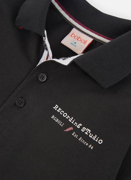 Polo garçon imprimé recording studio Noir 3 - vertbaudet enfant 