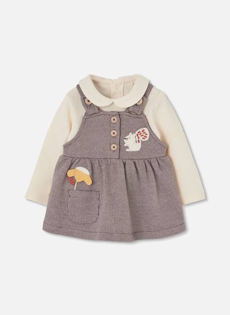 Ensemble bébé fille maille brodé écureuil Marron 1 - vertbaudet enfant 