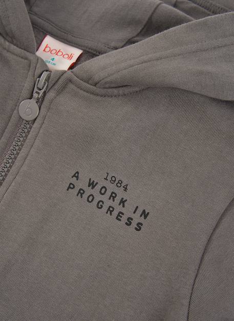 Veste garçon molleton à capuche Gris 3 - vertbaudet enfant 