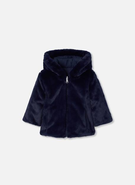 Parka fille tissu technique réversible Bleu 4 - vertbaudet enfant 