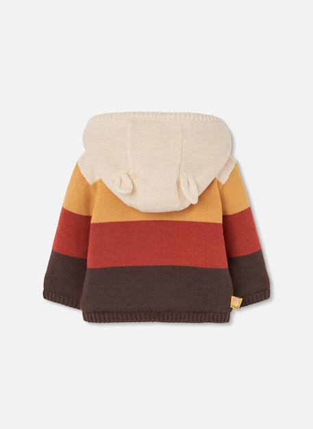 Sweat-shirt bébé en maille à rayures avec capuche Blanc 2 - vertbaudet enfant 