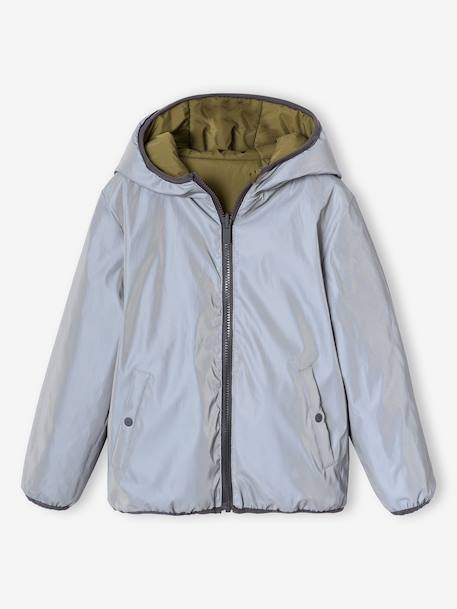 Blouson réversible réfléchissant garçon à capuche kaki 6 - vertbaudet enfant 