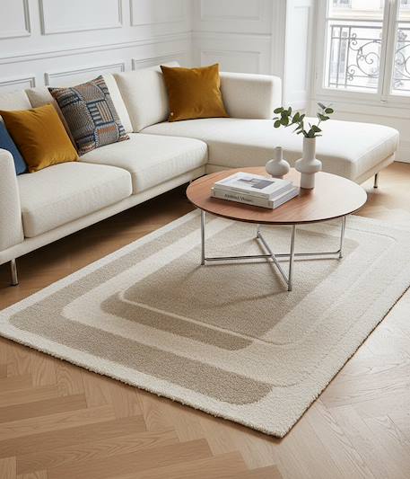 Tapis design doux et épais mireo Beige sable+Brun naturel 6 - vertbaudet enfant 
