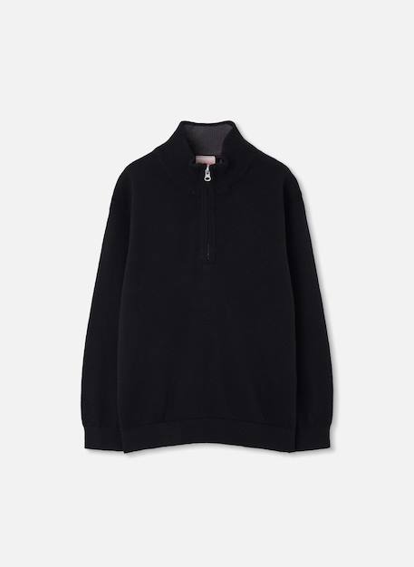 Pull garçon avec zip Noir 1 - vertbaudet enfant 