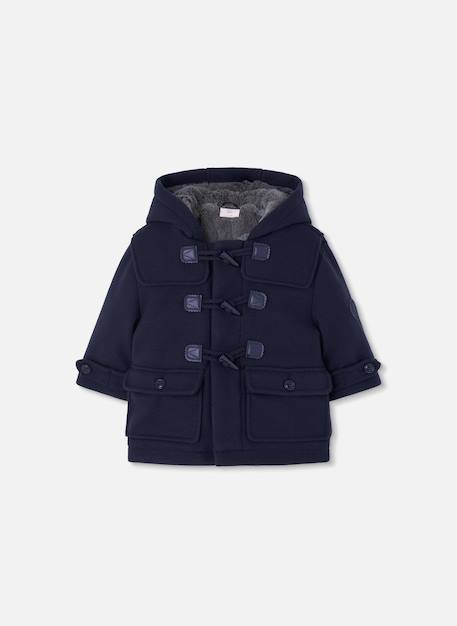 Duffle-coat garçon en drap à capuche Bleu 1 - vertbaudet enfant 