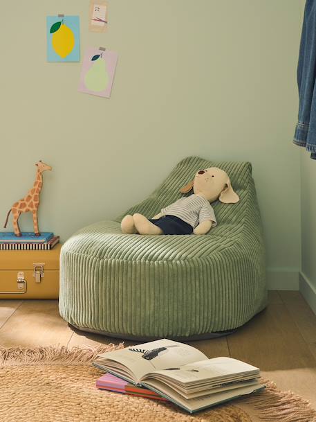 Pouf enfant en velours côtelé Ourson beige+rose+vert 7 - vertbaudet enfant 