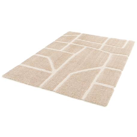 Tapis doux à relief en polyester recyclé murmure Beige sable+Blanc pur 6 - vertbaudet enfant 