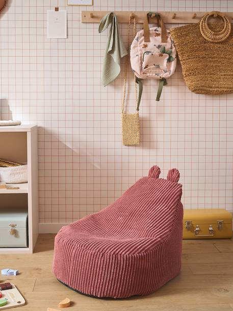Pouf enfant en velours côtelé Ourson beige+rose+vert 4 - vertbaudet enfant 