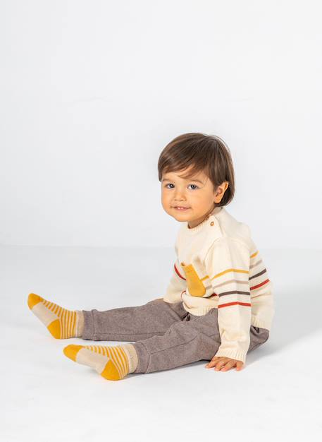 Ensemble bébé garçon maille à rayures Blanc 2 - vertbaudet enfant 