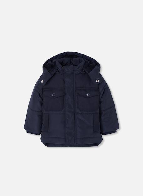 Parka garçon en tissu technique à capuche Bleu 2 - vertbaudet enfant 