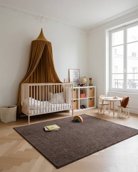 Tapis effet mouton contemporain mono Blanc pur+Brun naturel+Jaune naturel+Rouge naturel+Taupe foncé+Vert naturel 8 - vertbaudet enfant 