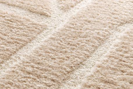Tapis doux à relief en polyester recyclé murmure Beige sable+Blanc pur 4 - vertbaudet enfant 