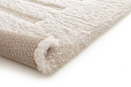 Tapis doux et épais en polyester recyclé effet relief passage Beige sable+Blanc pur 11 - vertbaudet enfant 