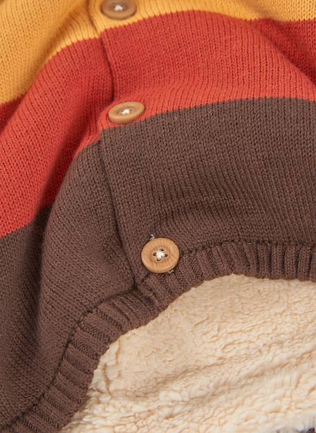 Sweat-shirt bébé en maille à rayures avec capuche Blanc 4 - vertbaudet enfant 