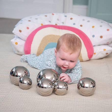 Set de 7 balles sonores réfléchissantes et sensorielles argent Argent 3 - vertbaudet enfant 