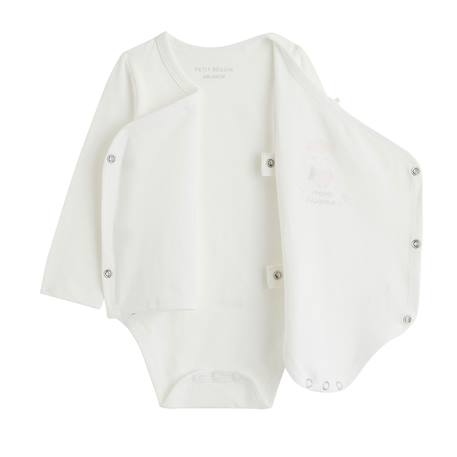 Lot de 2 bodies bébé manches longues ouverture croisée miette Ecru 4 - vertbaudet enfant 