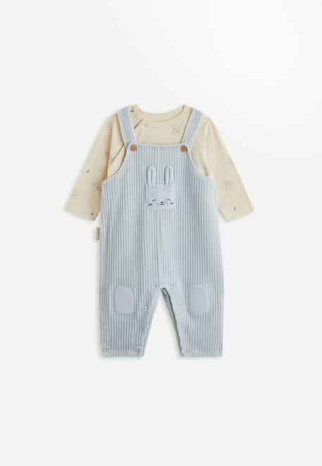 Ensemble salopette bébé en velours et t-shirt voix lactée Bleu 1 - vertbaudet enfant 
