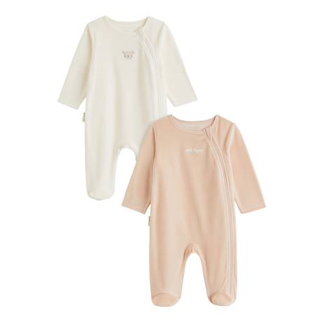 Lot de 2 pyjamas bébé en velours ouverture zippée Rose 2 - vertbaudet enfant 