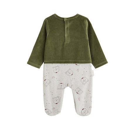 Pyjama bébé en velours pistache Kaki 3 - vertbaudet enfant 