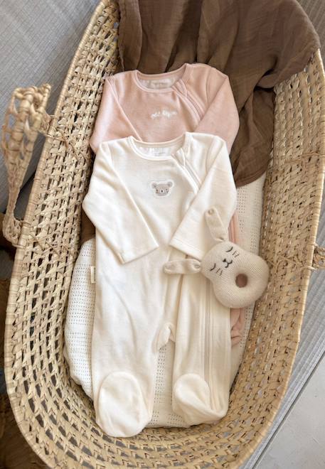 Lot de 2 pyjamas bébé en velours ouverture zippée Rose 1 - vertbaudet enfant 
