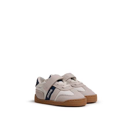 Sneakers garçon synthétique fermeture adhésive barefoot Blanc_marine+Kaky+Marine_orange 4 - vertbaudet enfant 