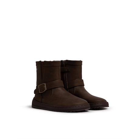Bottines filles synthétique fermeture éclair barefoot Black+Brown+Moka 16 - vertbaudet enfant 