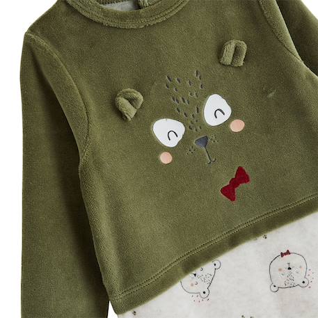 Pyjama bébé en velours pistache Kaki 4 - vertbaudet enfant 