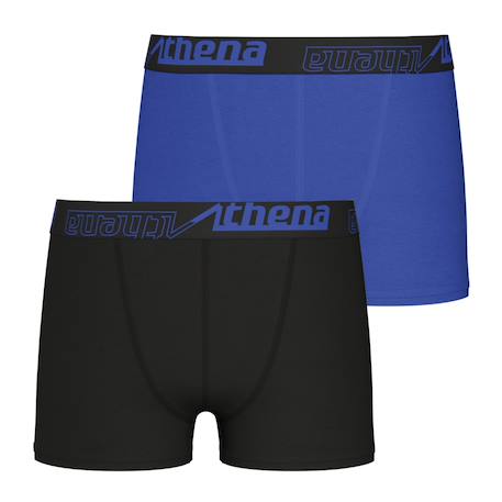 Lot de 2 boxers garçon ecopack Bleu électrique-noir 1 - vertbaudet enfant 