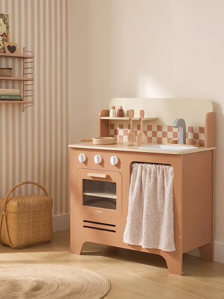 Cuisine en bois FSC® avec accessoires caramel+écru+rose+vert sauge 8 - vertbaudet enfant 