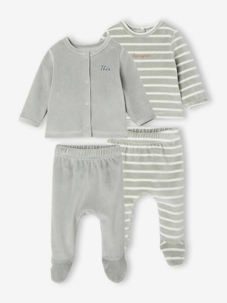 Lot de 2 pyjamas naissance manches longues vert sauge 1 - vertbaudet enfant 
