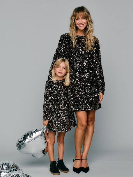 Robe fille à sequins chocolat 1 - vertbaudet enfant 