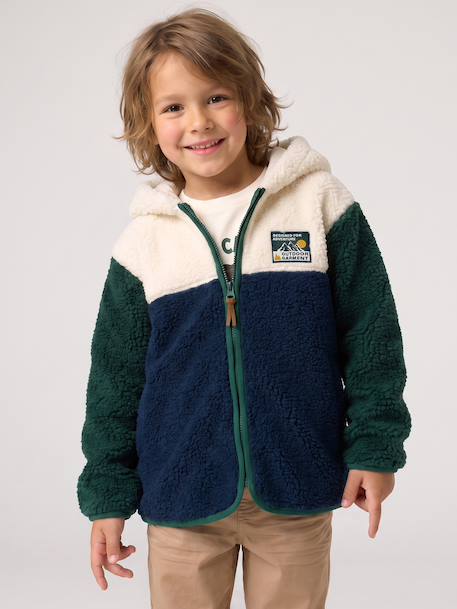Gilet zippé à capuche garçon bleu moyen+vert sapin 8 - vertbaudet enfant 