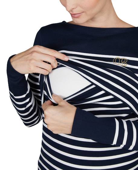 Marinière de grossesse et d'allaitement benodet Blanc/marine+Marine/blanc 10 - vertbaudet enfant 