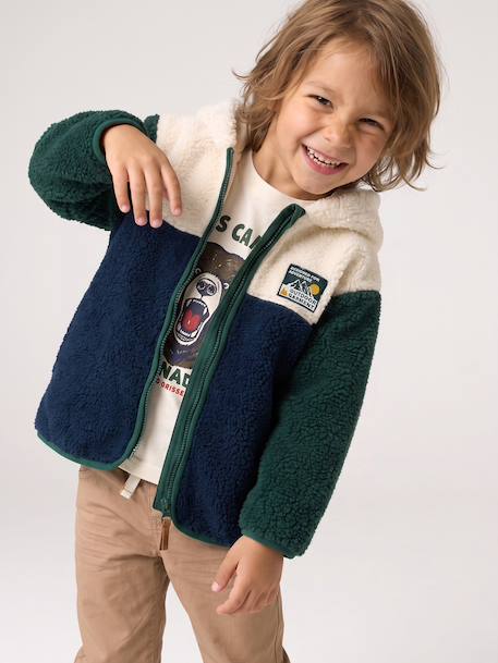 Gilet zippé à capuche garçon bleu moyen+vert sapin 9 - vertbaudet enfant 