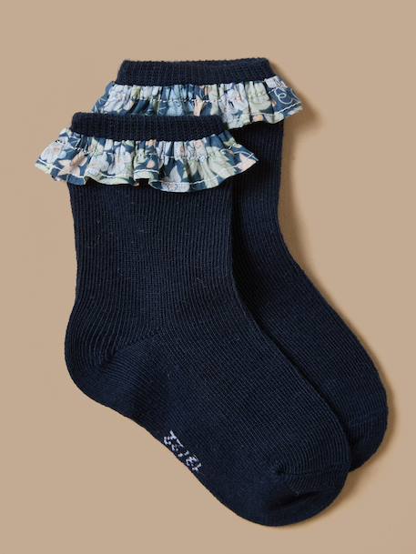 Chaussettes volants tissu liberty bébé Marine 1 - vertbaudet enfant 