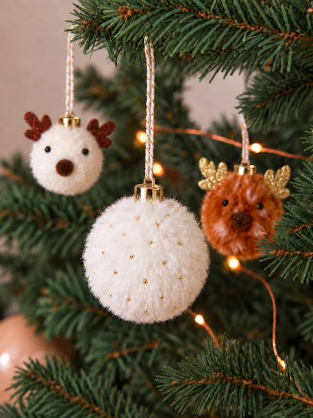 Lot de 10 boules sapin fausse fourrure beige 2 - vertbaudet enfant 