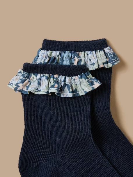 Chaussettes volants tissu liberty bébé Marine 2 - vertbaudet enfant 
