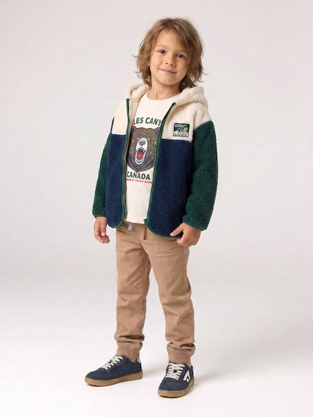 Gilet zippé à capuche garçon bleu moyen+vert sapin 10 - vertbaudet enfant 
