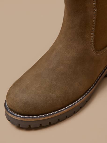 Boots chelsea cuir nubuck garçon Taupe 6 - vertbaudet enfant 