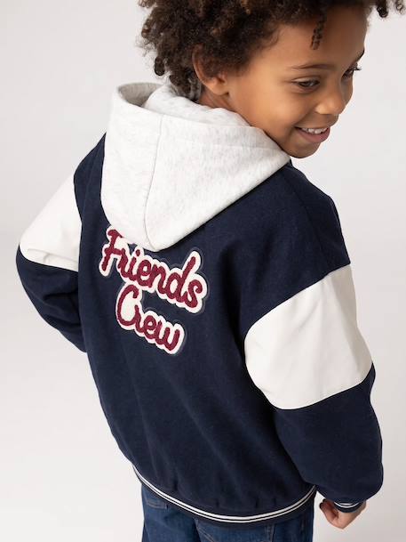 Blouson teddy garçon à capuche amovible marine 12 - vertbaudet enfant 
