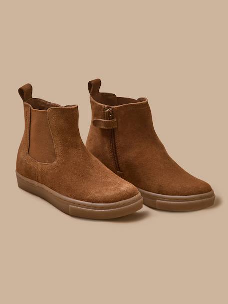 Boots chelsea cuir suédé garçon Camel+Marine 5 - vertbaudet enfant 