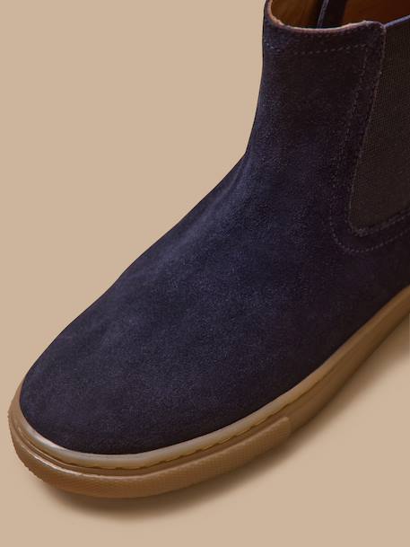 Boots chelsea cuir suédé garçon Camel+Marine 12 - vertbaudet enfant 