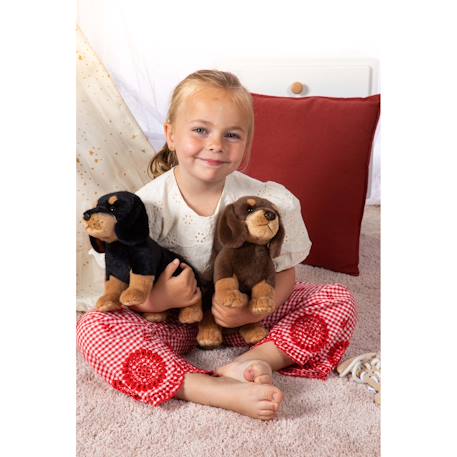 Peluche - chiot teckel debout – 24 cm Marron 5 - vertbaudet enfant 