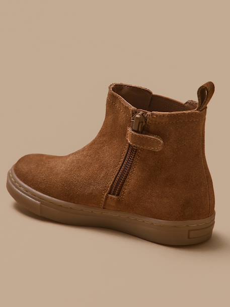 Boots chelsea cuir suédé garçon Camel+Marine 2 - vertbaudet enfant 