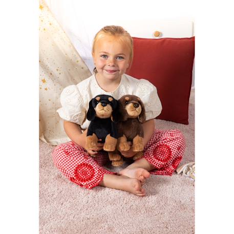 Peluche - chiot teckel debout – 24 cm Noir 4 - vertbaudet enfant 