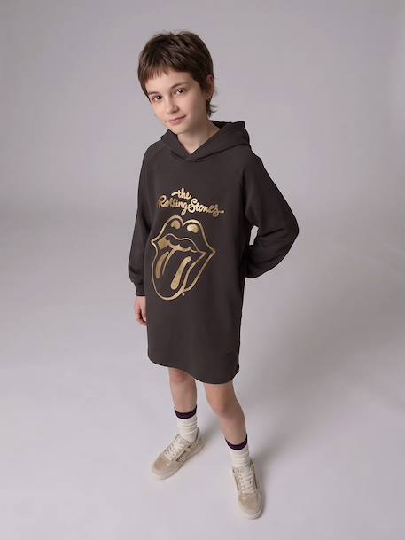 Robe sweat à capuche Rolling Stones anthracite 1 - vertbaudet enfant 