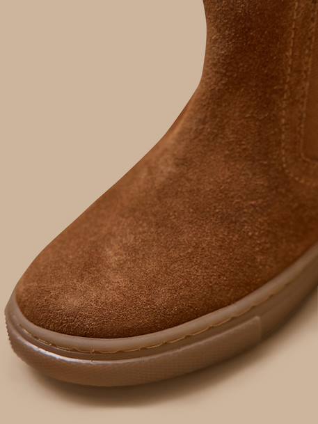 Boots chelsea cuir suédé garçon Camel+Marine 6 - vertbaudet enfant 