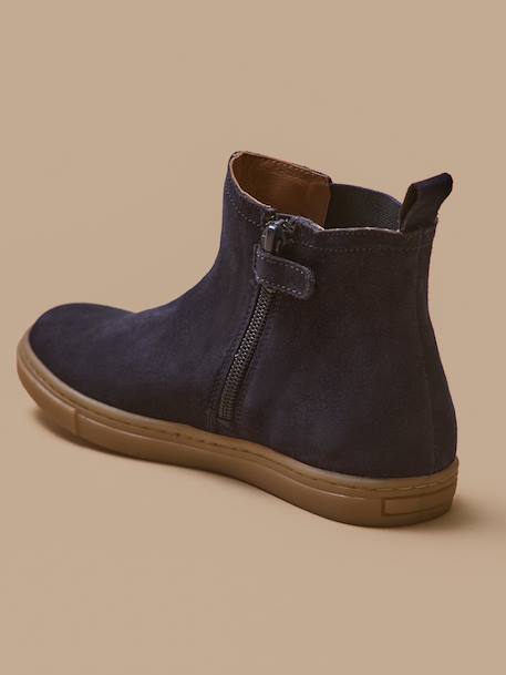 Boots chelsea cuir suédé garçon Camel+Marine 8 - vertbaudet enfant 
