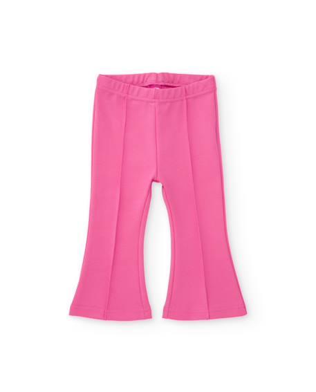 Pantalon évasé en jersey fille avec taille élastique Rose 1 - vertbaudet enfant 